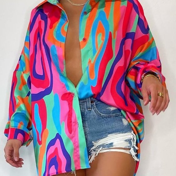 Vibrant Multicolor Women's Shirt - Picture 1 of 7
